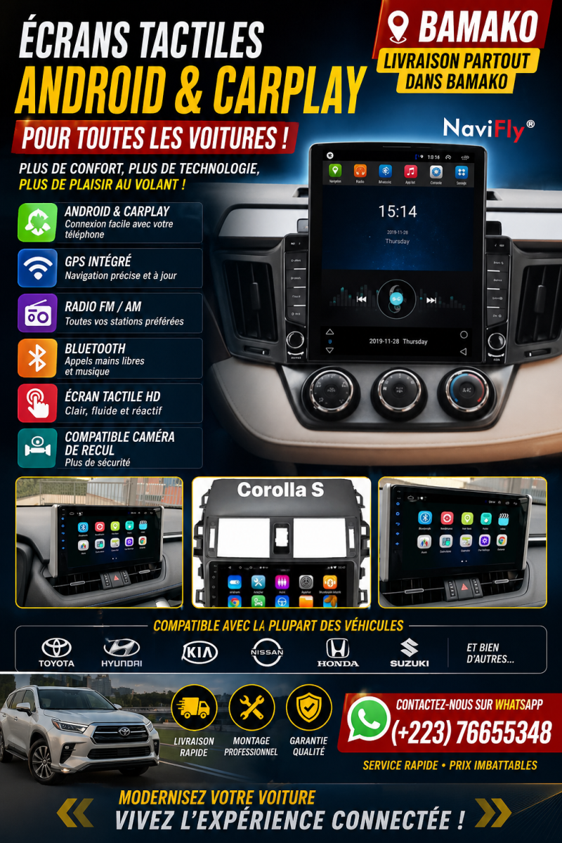 🔥 Offre spéciale écrans Android + CarPlay à Bamako !