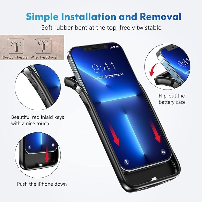 Coque Batterie améliorée pour iPhone 16 Pro Max,7000 mAh Chargeur Rechargeable