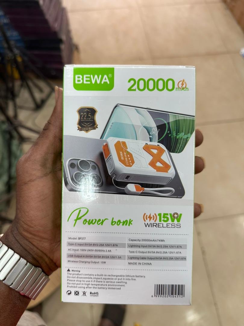 Powerbank Bewa 20.000mAh avec maxif, très bonne qualité