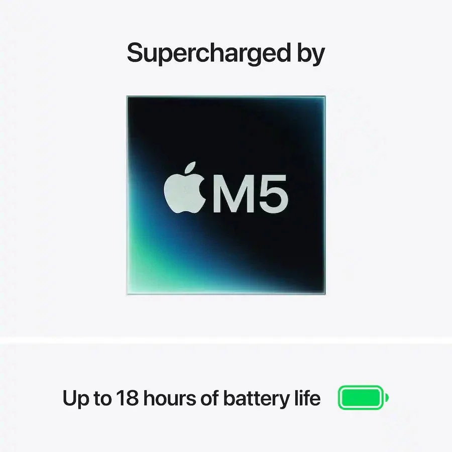 Apple MacBook  Air 2026/ 13 Pouces Portable avec Puce M5 : Conçu pour l’IA, Écran Liquid Retina 13,6 Pouces, Mémoire unifiée 16 Go, SSD 512 Go, Caméra Center Stage 12 MP, Touch ID, Wi-FI 7 ; Minuit